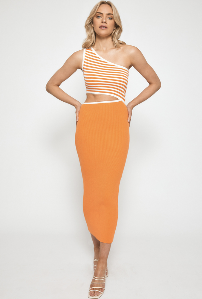 Adria Midi Knit Dress - Orange
